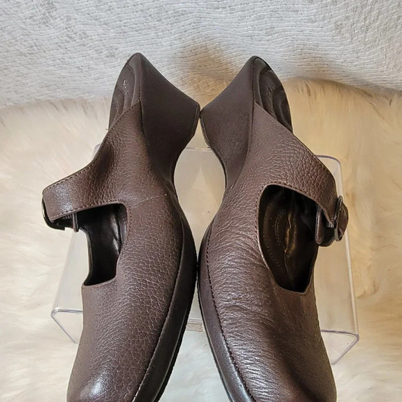 Dockers Womens Quirky Mary Janes Brown Leather Mules Shoes Slip On Clogs Wedge‎ - Picture 5 of 10